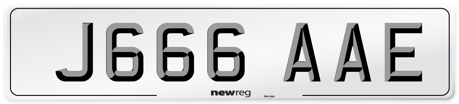 J666 AAE Number Plate from New Reg